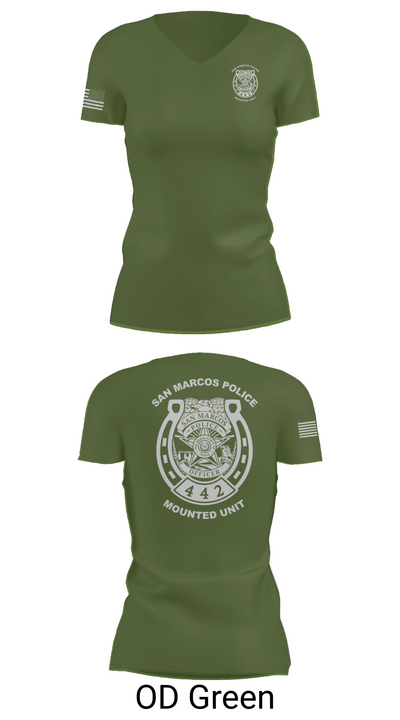 San Marcos Police Mounted Unit 48191371 Women's Short Sleeve V-neck Shirt - 46