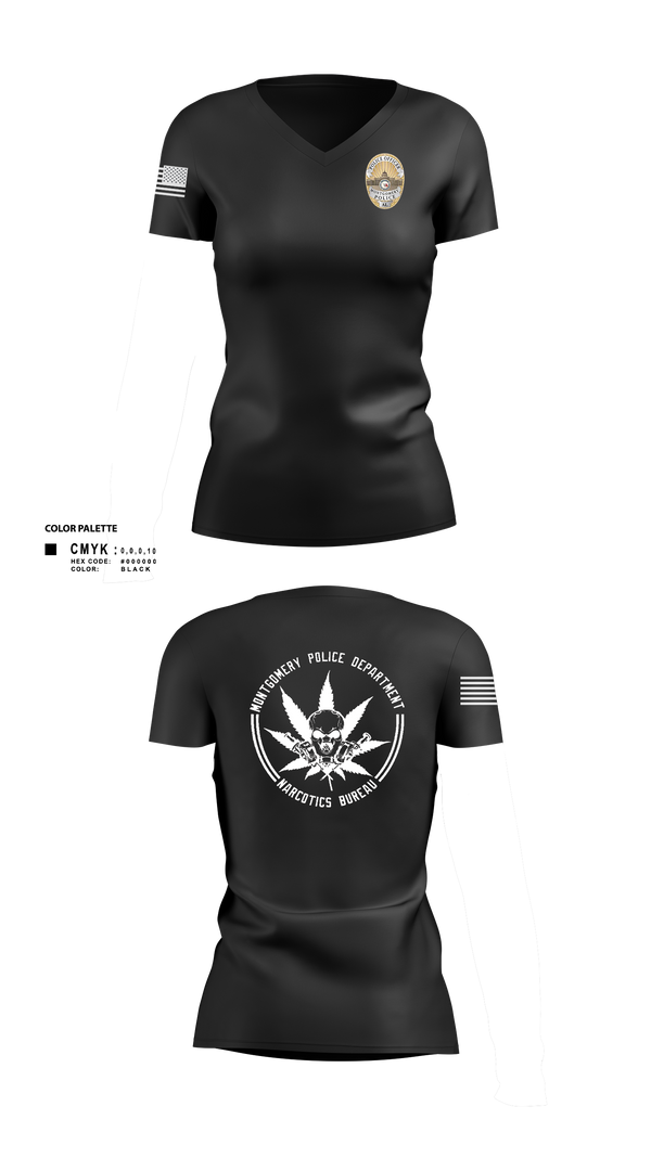 Womens Short Sleeve Vneck Shirt, NARCOTICS BUREAU, Police, Teamtime, Team time, sublimation, custom sports apparel, team uniforms, spirit wear, spiritwear, sports uniforms, custom shirts, team store, custom team store, fundraiser sports, apparel fundraiser