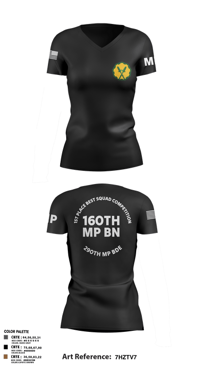 160th mp bn 37897815 Women's Short Sleeve V-neck Shirt - 106