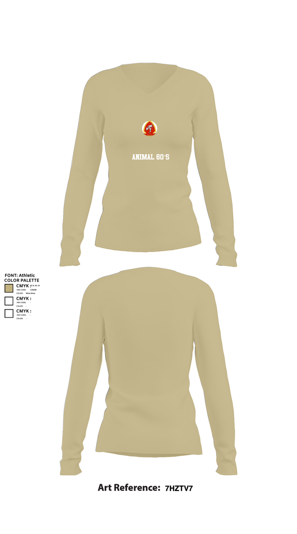 Womens Long Sleeve Vneck Shirt, Animal 60’s, , Teamtime, Team time, sublimation, custom sports apparel, team uniforms, spirit wear, spiritwear, sports uniforms, custom shirts, team store, custom team store, fundraiser sports, apparel fundraiser