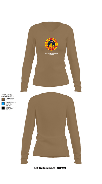 Lancaster County Young Marines 89976049 Women's Long Sleeve V-neck Shirt -1 2