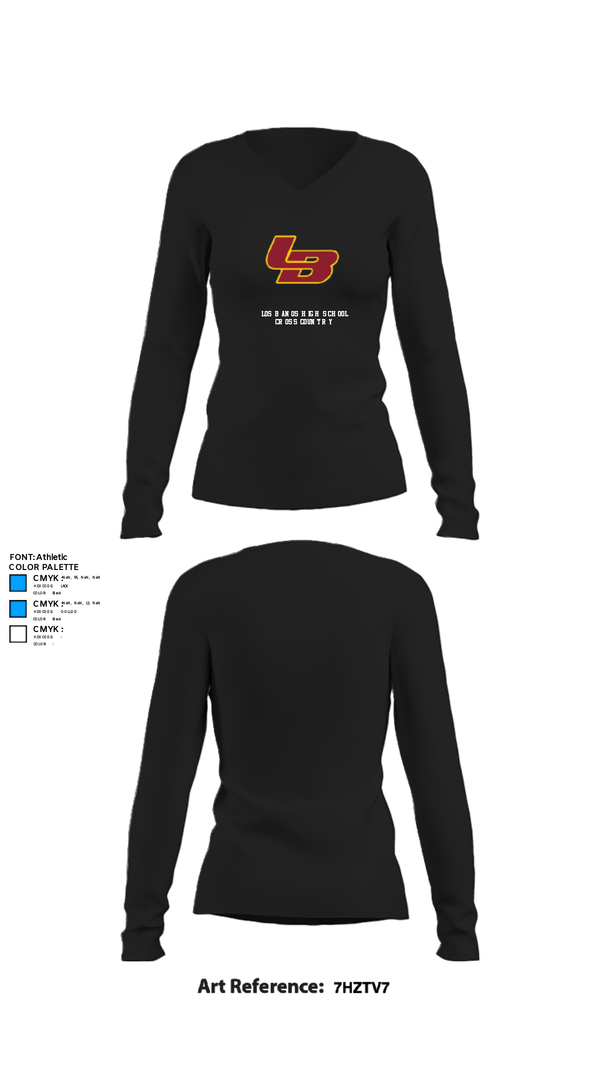 Womens Long Sleeve Vneck Shirt, Los Banos High School Cross Country, Cross Country, Teamtime, Team time, sublimation, custom sports apparel, team uniforms, spirit wear, spiritwear, sports uniforms, custom shirts, team store, custom team store, fundraiser sports, apparel fundraiser