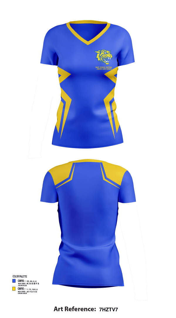 Womens Short Sleeve Vneck Shirt, East Peoria Central Junior High School, Spirit Store, Teamtime, Team time, sublimation, custom sports apparel, team uniforms, spirit wear, spiritwear, sports uniforms, custom shirts, team store, custom team store, fundraiser sports, apparel fundraiser