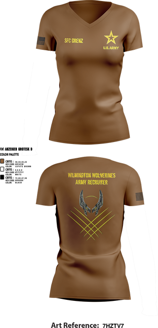 Womens Short Sleeve Vneck Shirt, Wilmington Army Recruiting Station, Army, Teamtime, Team time, sublimation, custom sports apparel, team uniforms, spirit wear, spiritwear, sports uniforms, custom shirts, team store, custom team store, fundraiser sports, apparel fundraiser