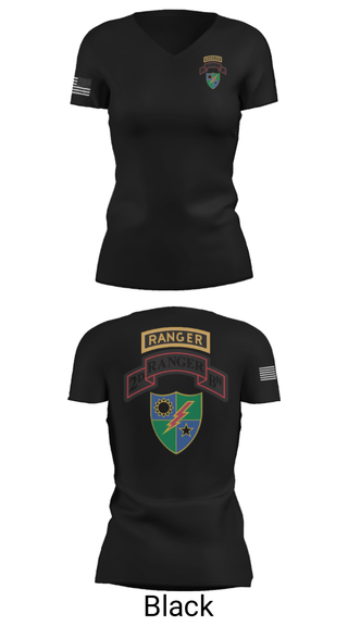 Women's Short Sleeve Vneck Shirt, 2nd Battalion 75th Ranger Regiment, , Teamtime, Team time, sublimation, custom sports apparel, team uniforms, spirit wear, spiritwear, sports uniforms, custom shirts, team store, custom team store, fundraiser sports, apparel fundraiser