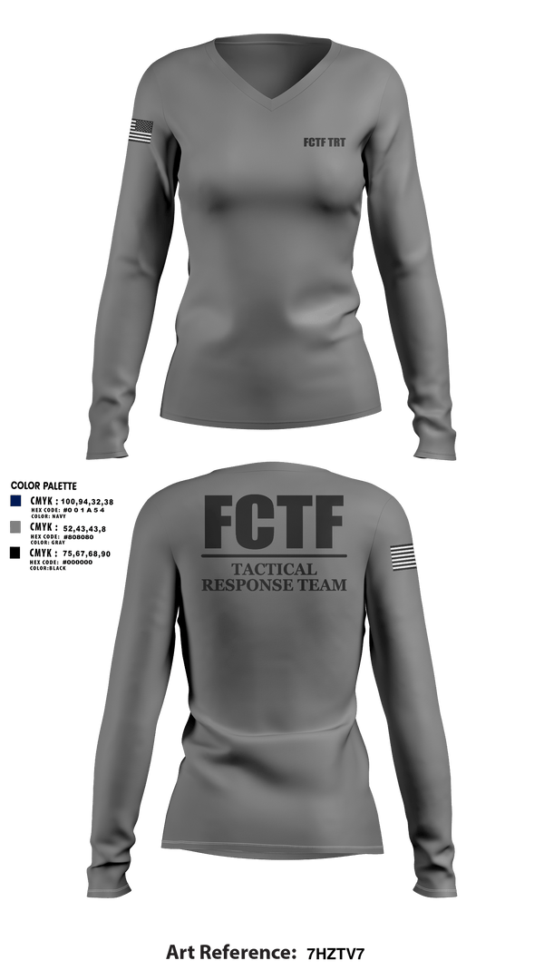Womens Long Sleeve Vneck Shirt, FCTF TRT, Police, Teamtime, Team time, sublimation, custom sports apparel, team uniforms, spirit wear, spiritwear, sports uniforms, custom shirts, team store, custom team store, fundraiser sports, apparel fundraiser