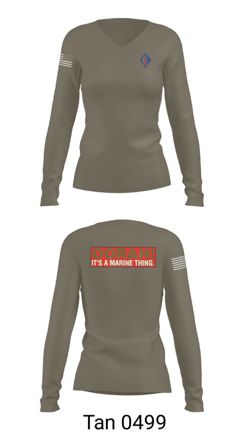 Women's Long Sleeve Vneck Shirt, 1st Marine Regiment, Marines, Teamtime, Team time, sublimation, custom sports apparel, team uniforms, spirit wear, spiritwear, sports uniforms, custom shirts, team store, custom team store, fundraiser sports, apparel fundraiser