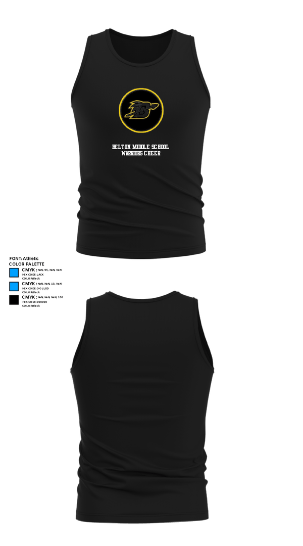 Tank Top, Belton Middle School Warriors Cheer, Cheer, Teamtime, Team time, sublimation, custom sports apparel, team uniforms, spirit wear, spiritwear, sports uniforms, custom shirts, team store, custom team store, fundraiser sports, apparel fundraiser