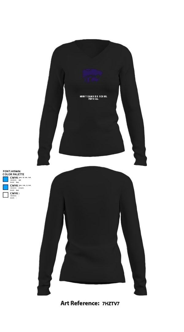 Womens Long Sleeve Vneck Shirt, Mount Calm High School Football, Football, Teamtime, Team time, sublimation, custom sports apparel, team uniforms, spirit wear, spiritwear, sports uniforms, custom shirts, team store, custom team store, fundraiser sports, apparel fundraiser