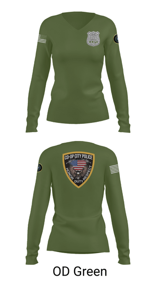 Womens Long Sleeve Vneck Shirt, Co-op City Police Department, Police, Teamtime, Team time, sublimation, custom sports apparel, team uniforms, spirit wear, spiritwear, sports uniforms, custom shirts, team store, custom team store, fundraiser sports, apparel fundraiser