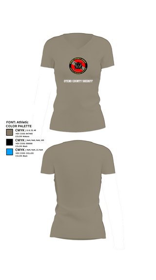 Womens Short Sleeve Vneck Shirt, Otero County Sheriff, Police, Teamtime, Team time, sublimation, custom sports apparel, team uniforms, spirit wear, spiritwear, sports uniforms, custom shirts, team store, custom team store, fundraiser sports, apparel fundraiser