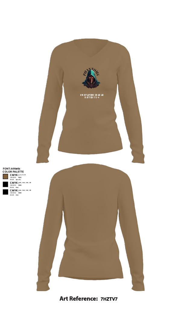 Womens Long Sleeve Vneck Shirt, 2nd Platoon Charlie Battery 5-4, Army, Teamtime, Team time, sublimation, custom sports apparel, team uniforms, spirit wear, spiritwear, sports uniforms, custom shirts, team store, custom team store, fundraiser sports, apparel fundraiser