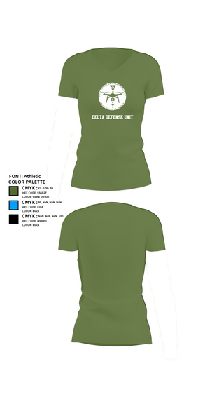 Womens Short Sleeve Vneck Shirt, Delta Defense Unit, Police, Teamtime, Team time, sublimation, custom sports apparel, team uniforms, spirit wear, spiritwear, sports uniforms, custom shirts, team store, custom team store, fundraiser sports, apparel fundraiser