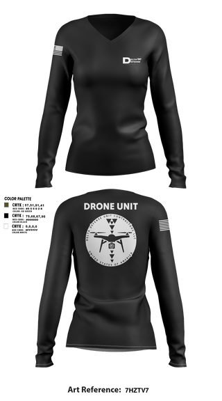 Womens Long Sleeve Vneck Shirt, Delta Defense Unit, Police, Teamtime, Team time, sublimation, custom sports apparel, team uniforms, spirit wear, spiritwear, sports uniforms, custom shirts, team store, custom team store, fundraiser sports, apparel fundraiser