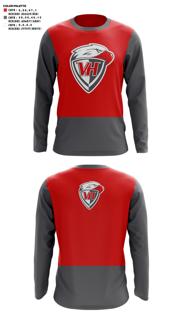 Long Sleeve Performance Shirt, Van Horn High School Cheer, Cheer, Teamtime, Team time, sublimation, custom sports apparel, team uniforms, spirit wear, spiritwear, sports uniforms, custom shirts, team store, custom team store, fundraiser sports, apparel fundraiser