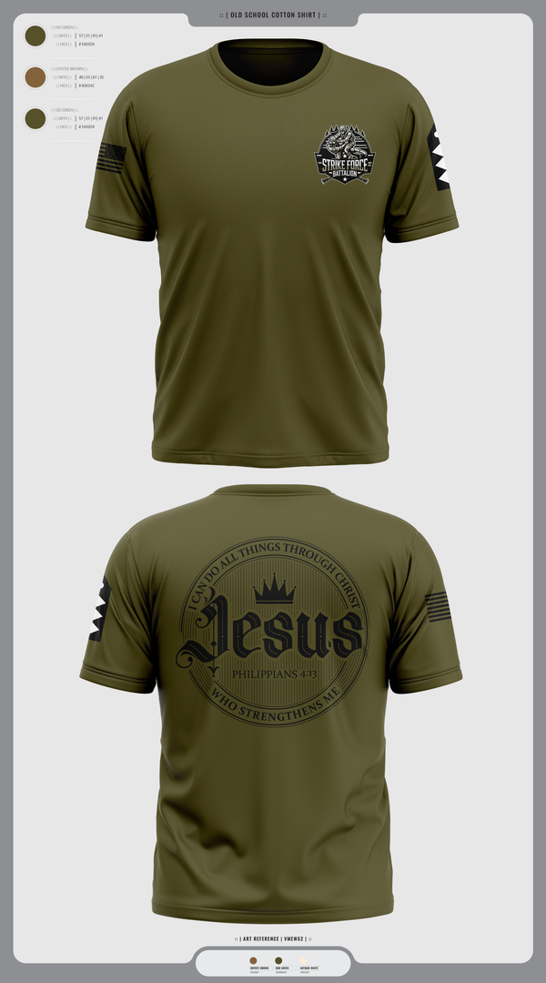 Old School Cotton Feel Shirt, Strike force Battalion, Army, Teamtime, Team time, sublimation, custom sports apparel, team uniforms, spirit wear, spiritwear, sports uniforms, custom shirts, team store, custom team store, fundraiser sports, apparel fundraiser