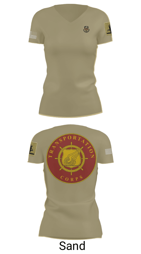 Women's Short Sleeve Vneck Shirt, 189th Transportation Company, , Teamtime, Team time, sublimation, custom sports apparel, team uniforms, spirit wear, spiritwear, sports uniforms, custom shirts, team store, custom team store, fundraiser sports, apparel fundraiser
