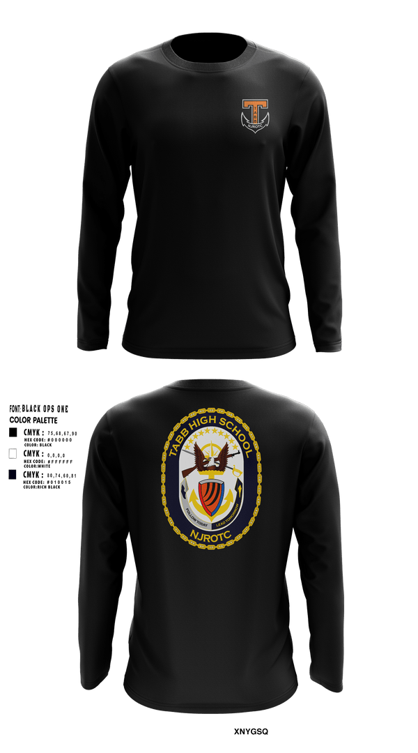 Long Sleeve Performance Shirt, Tabb NJROTC, Navy, Teamtime, Team time, sublimation, custom sports apparel, team uniforms, spirit wear, spiritwear, sports uniforms, custom shirts, team store, custom team store, fundraiser sports, apparel fundraiser