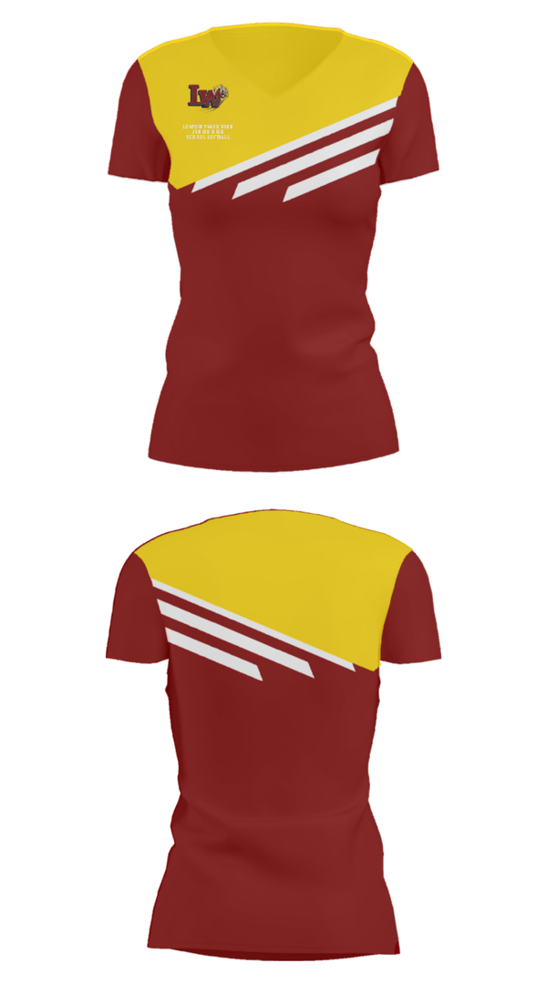 Women's Short Sleeve Vneck Shirt, Lowpoint-Washburn Junior High School Softball, Softball, Teamtime, Team time, sublimation, custom sports apparel, team uniforms, spirit wear, spiritwear, sports uniforms, custom shirts, team store, custom team store, fundraiser sports, apparel fundraiser