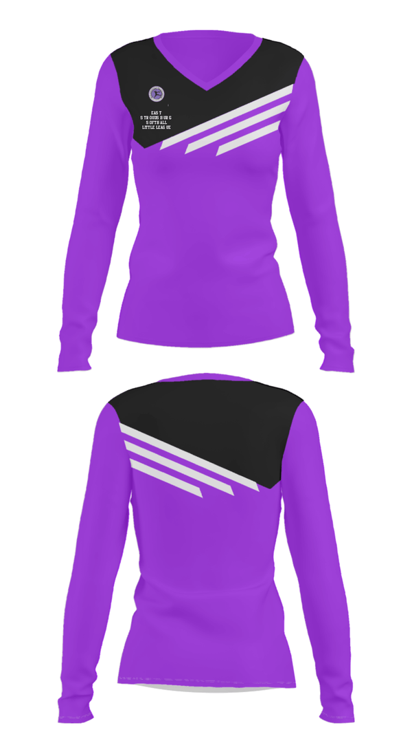 Women's Long Sleeve Vneck Shirt, East Stroudsburg Softball Little League, Softball, Teamtime, Team time, sublimation, custom sports apparel, team uniforms, spirit wear, spiritwear, sports uniforms, custom shirts, team store, custom team store, fundraiser sports, apparel fundraiser