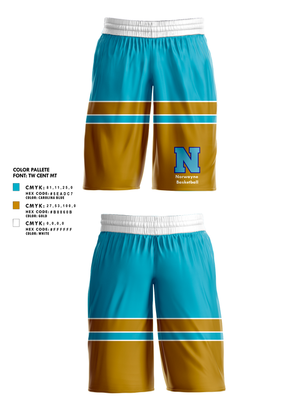 Mens Basketball Shorts, Norwayne Middle School Basketball, Men's Basketball, Teamtime, Team time, sublimation, custom sports apparel, team uniforms, spirit wear, spiritwear, sports uniforms, custom shirts, team store, custom team store, fundraiser sports, apparel fundraiser