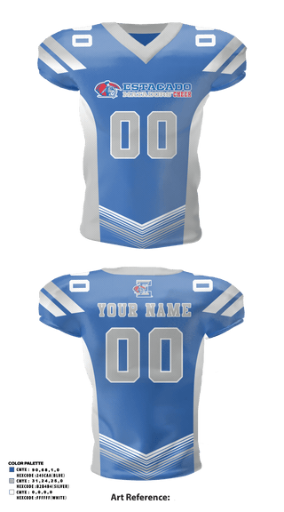 Football Jersey, Estacado High School Cheer, Cheer, Teamtime, Team time, sublimation, custom sports apparel, team uniforms, spirit wear, spiritwear, sports uniforms, custom shirts, team store, custom team store, fundraiser sports, apparel fundraiser