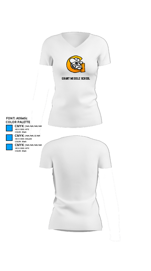 Womens Short Sleeve Vneck Shirt, Grant Middle School, Spirit Store, Teamtime, Team time, sublimation, custom sports apparel, team uniforms, spirit wear, spiritwear, sports uniforms, custom shirts, team store, custom team store, fundraiser sports, apparel fundraiser