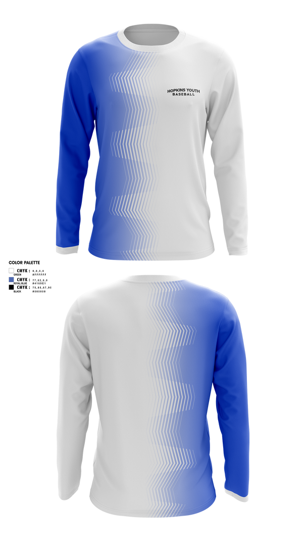 Long Sleeve Performance Shirt, Hopkins Youth Baseball Association, Baseball, Teamtime, Team time, sublimation, custom sports apparel, team uniforms, spirit wear, spiritwear, sports uniforms, custom shirts, team store, custom team store, fundraiser sports, apparel fundraiser