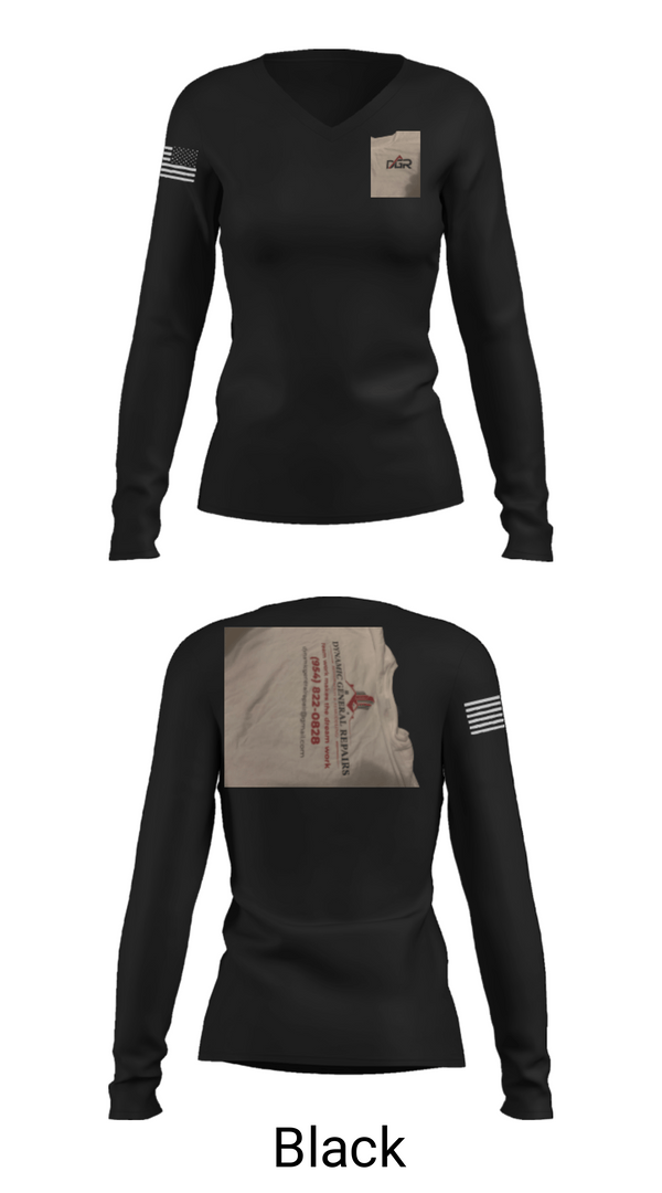 Women's Long Sleeve Vneck Shirt, Dynamic General Repairs Inc, , Teamtime, Team time, sublimation, custom sports apparel, team uniforms, spirit wear, spiritwear, sports uniforms, custom shirts, team store, custom team store, fundraiser sports, apparel fundraiser