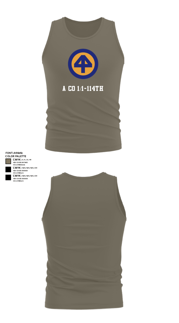 Tank Top, A Co 1/1-114th, Army, Teamtime, Team time, sublimation, custom sports apparel, team uniforms, spirit wear, spiritwear, sports uniforms, custom shirts, team store, custom team store, fundraiser sports, apparel fundraiser