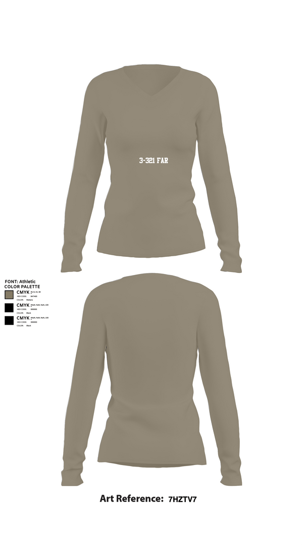 Womens Long Sleeve Vneck Shirt 1, 3-321 FAR, Army, Teamtime, Team time, sublimation, custom sports apparel, team uniforms, spirit wear, spiritwear, sports uniforms, custom shirts, team store, custom team store, fundraiser sports, apparel fundraiser
