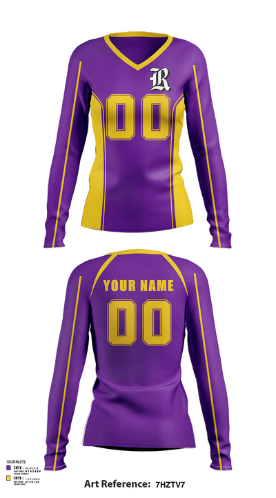 Reynoldsburg Volleyball 9804272 Women's Long Sleeve V-neck Shirt -1 133