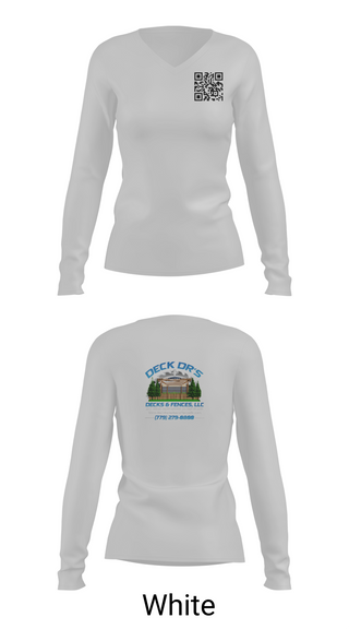 Womens Long Sleeve Vneck Shirt, Deck Dr’s Decks and Fences, , Teamtime, Team time, sublimation, custom sports apparel, team uniforms, spirit wear, spiritwear, sports uniforms, custom shirts, team store, custom team store, fundraiser sports, apparel fundraiser