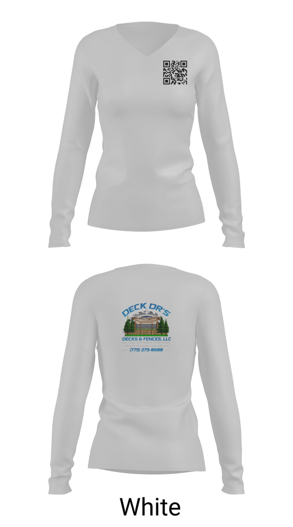 Womens Long Sleeve Vneck Shirt, Deck Dr’s Decks and Fences, , Teamtime, Team time, sublimation, custom sports apparel, team uniforms, spirit wear, spiritwear, sports uniforms, custom shirts, team store, custom team store, fundraiser sports, apparel fundraiser