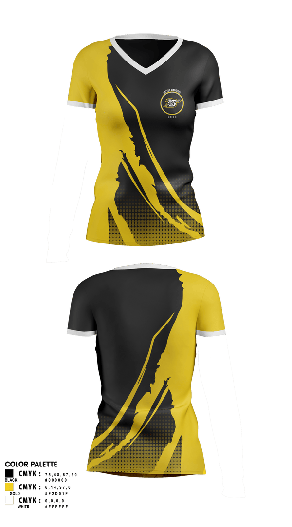 Womens Short Sleeve Vneck Shirt, Belton Middle School Warriors Cheer, Cheer, Teamtime, Team time, sublimation, custom sports apparel, team uniforms, spirit wear, spiritwear, sports uniforms, custom shirts, team store, custom team store, fundraiser sports, apparel fundraiser