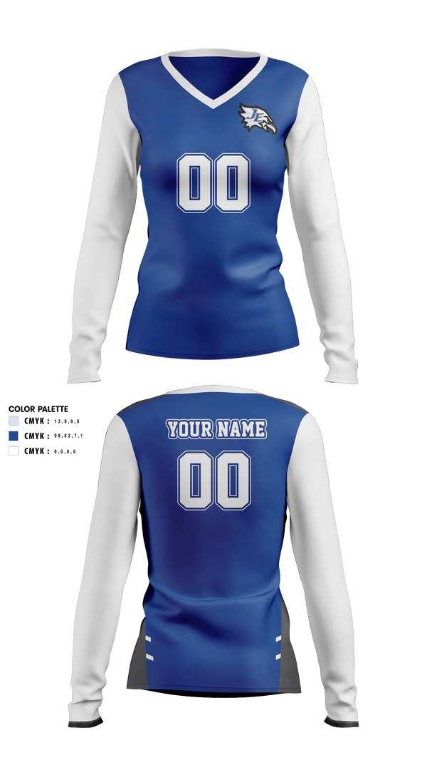 Womens Long Sleeve Vneck Shirt, Jordan-Elbridge High School Volleyball, Women's Volleyball, Teamtime, Team time, sublimation, custom sports apparel, team uniforms, spirit wear, spiritwear, sports uniforms, custom shirts, team store, custom team store, fundraiser sports, apparel fundraiser