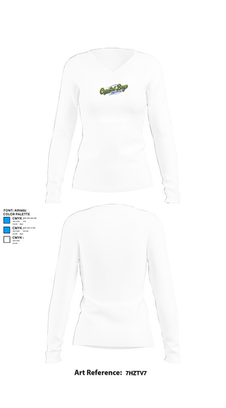 Womens Long Sleeve Vneck Shirt, Coastal Bay, Softball, Teamtime, Team time, sublimation, custom sports apparel, team uniforms, spirit wear, spiritwear, sports uniforms, custom shirts, team store, custom team store, fundraiser sports, apparel fundraiser
