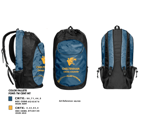Gear Bag, Cheltenham High School Cross Country, Cross Country, Teamtime, Team time, sublimation, custom sports apparel, team uniforms, spirit wear, spiritwear, sports uniforms, custom shirts, team store, custom team store, fundraiser sports, apparel fundraiser