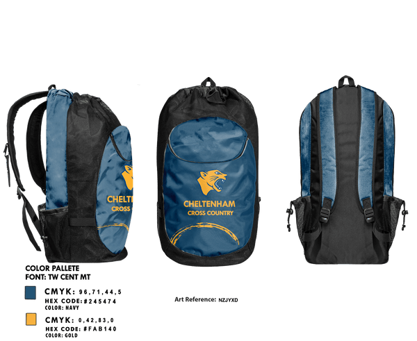 Gear Bag, Cheltenham High School Cross Country, Cross Country, Teamtime, Team time, sublimation, custom sports apparel, team uniforms, spirit wear, spiritwear, sports uniforms, custom shirts, team store, custom team store, fundraiser sports, apparel fundraiser