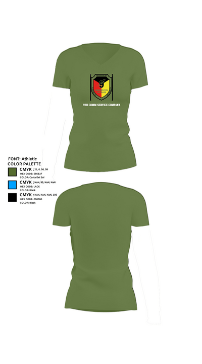 9th Comm Service company 88104614 Women's Short Sleeve V-neck Shirt - 44