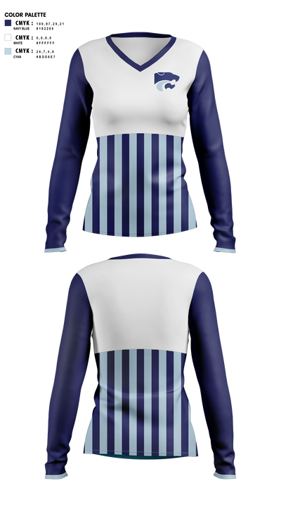 DEPEW WILDCATS 22607929 Women's Long Sleeve V-neck Shirt - 41