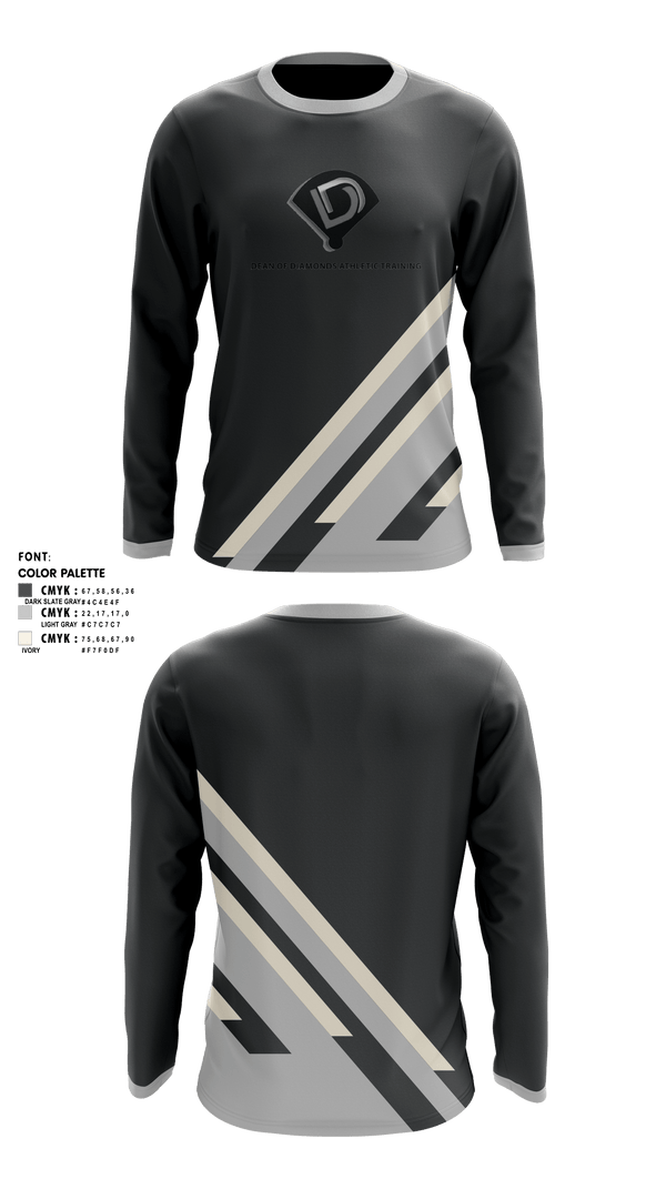 Long Sleeve Performance Shirt, Dean of Diamonds Athletic Training, Baseball, Teamtime, Team time, sublimation, custom sports apparel, team uniforms, spirit wear, spiritwear, sports uniforms, custom shirts, team store, custom team store, fundraiser sports, apparel fundraiser