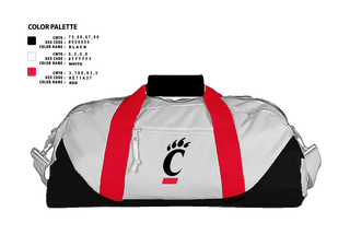 Duffle Bag, University of Cincinnati Golf, Golf, Teamtime, Team time, sublimation, custom sports apparel, team uniforms, spirit wear, spiritwear, sports uniforms, custom shirts, team store, custom team store, fundraiser sports, apparel fundraiser