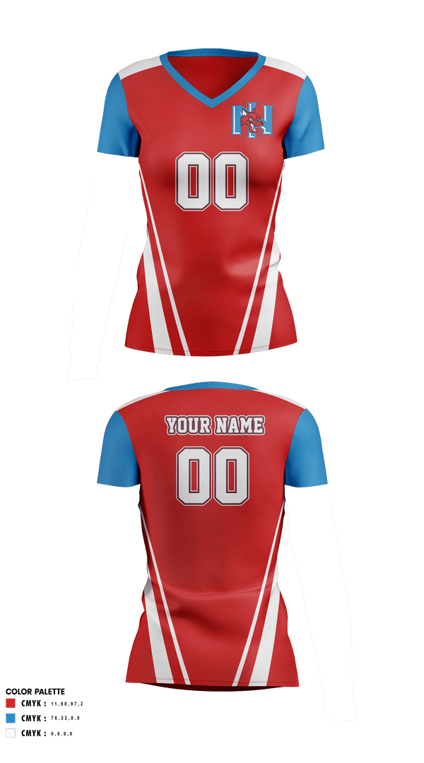 Women's Short Sleeve Vneck Shirt, North Iredell High School Volleyball, Women's Volleyball, Teamtime, Team time, sublimation, custom sports apparel, team uniforms, spirit wear, spiritwear, sports uniforms, custom shirts, team store, custom team store, fundraiser sports, apparel fundraiser