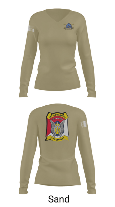 B Troop 2-17 Cav REGT 36740014 Women's Long Sleeve V-neck Shirt - 97