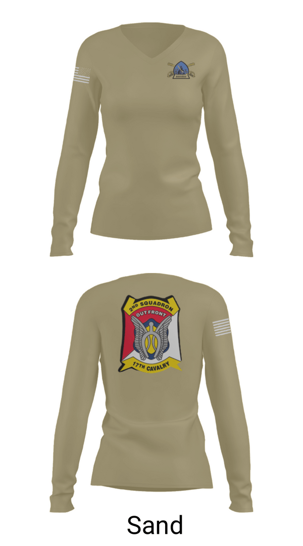 Womens Long Sleeve Vneck Shirt, B Troop 2-17 Cav REGT, , Teamtime, Team time, sublimation, custom sports apparel, team uniforms, spirit wear, spiritwear, sports uniforms, custom shirts, team store, custom team store, fundraiser sports, apparel fundraiser
