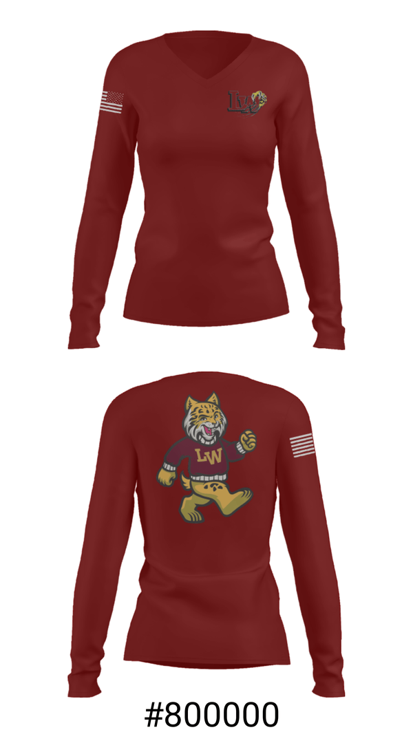 Women's Long Sleeve Vneck Shirt, Lowpoint-Washburn Junior High School Softball, Softball, Teamtime, Team time, sublimation, custom sports apparel, team uniforms, spirit wear, spiritwear, sports uniforms, custom shirts, team store, custom team store, fundraiser sports, apparel fundraiser