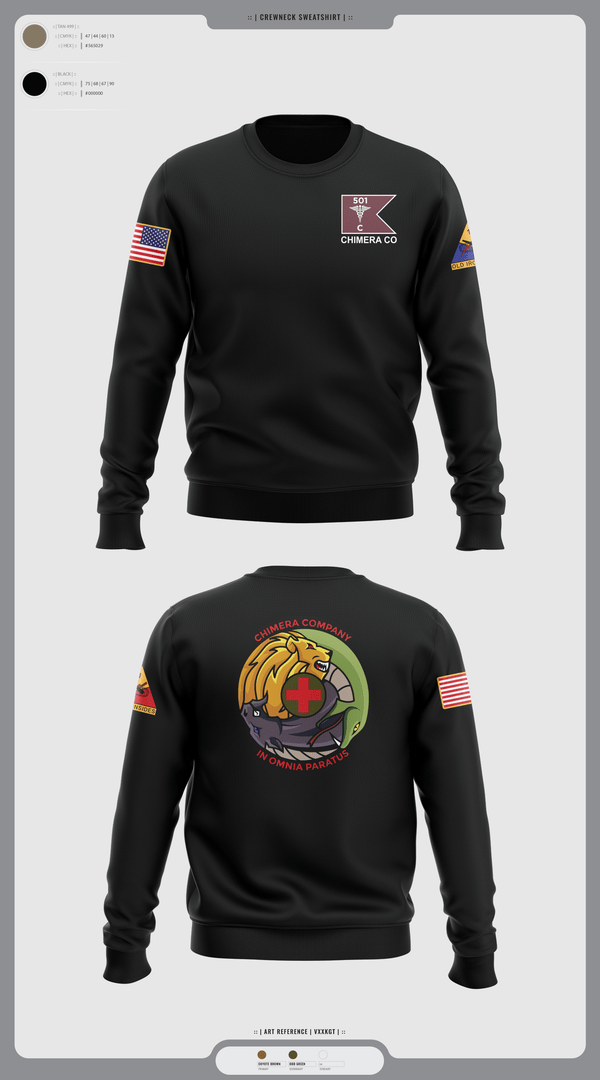 Crew Neck Sweatshirt, Chimera Company, Army, Teamtime, Team time, sublimation, custom sports apparel, team uniforms, spirit wear, spiritwear, sports uniforms, custom shirts, team store, custom team store, fundraiser sports, apparel fundraiser