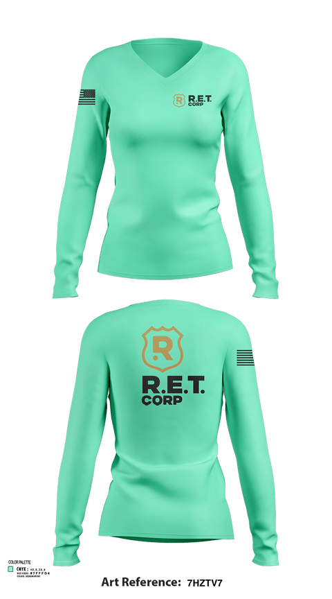 Womens Long Sleeve Vneck Shirt, RET CORP, Police, Teamtime, Team time, sublimation, custom sports apparel, team uniforms, spirit wear, spiritwear, sports uniforms, custom shirts, team store, custom team store, fundraiser sports, apparel fundraiser