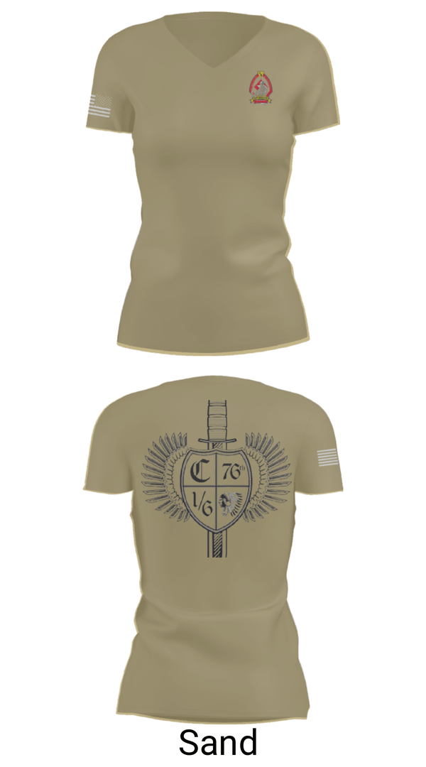 Women's Short Sleeve Vneck Shirt, 1/6 Charlie company, , Teamtime, Team time, sublimation, custom sports apparel, team uniforms, spirit wear, spiritwear, sports uniforms, custom shirts, team store, custom team store, fundraiser sports, apparel fundraiser